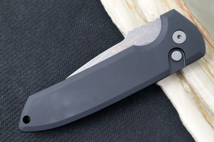 Pro Tech Rockeye Auto - Black Aluminum Handle / Acid Washed CPM-S35VN Blade LG311