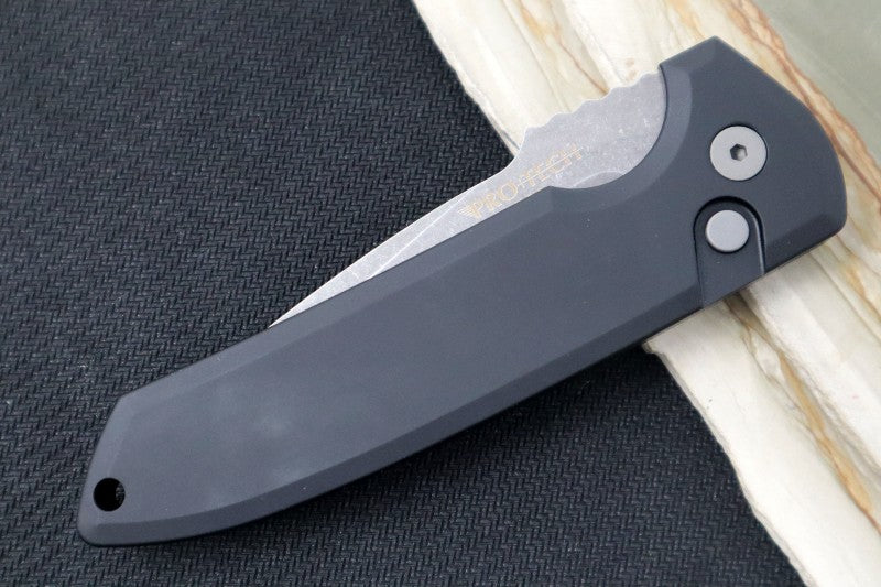 Pro Tech Rockeye Auto - Black Aluminum Handle / Acid Washed CPM-S35VN Blade LG311 - Northwest Knives