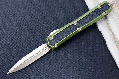 Microtech Signature Series Makora OTF - Bronzed Blade / Dagger Style / OD Green Anodized Aluminum Handle with Grip-Tape Inlays / Nickel Boron Internals - 206-13ODS
