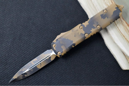 Microtech UTX-85 OTF Signature Series - Dagger Blade / Coyote Camo Finish / Coyote Camo Coated Aluminum Handle 232-1CCS