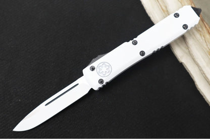 Microtech Ultratech Signature Series Stormtrooper OTF - Drop Point / Cerekoted White Blade / White Deep Engraved Handle / Ringed Hardware 121-1STD