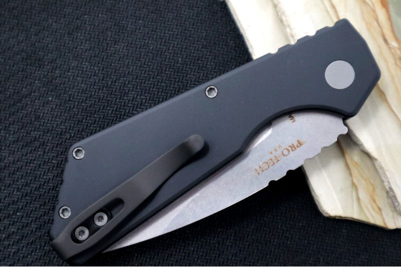 Pro Tech Strider PT+ Auto - Black Anodized Aluminum Handle / Stonewash Finish / Magnacut Steel PT201