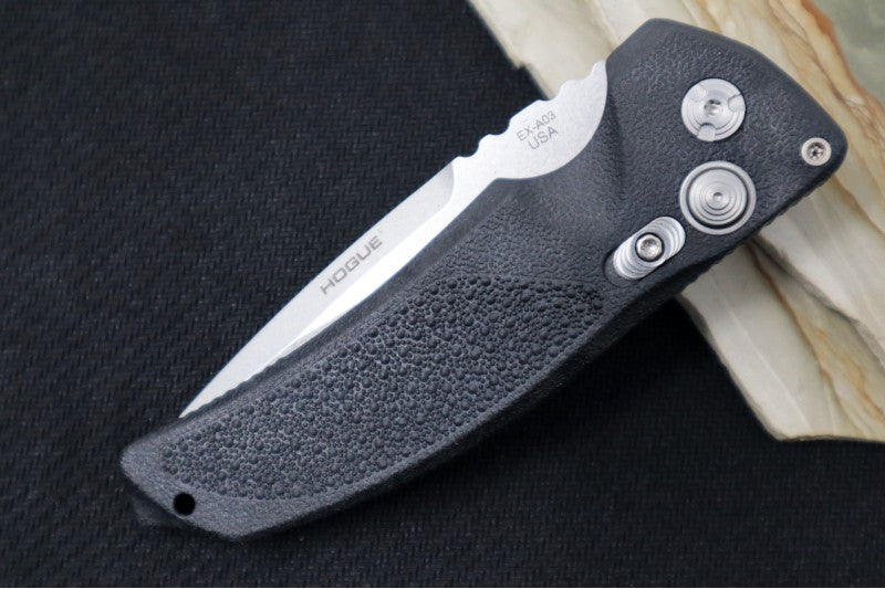 Hogue Knives EX 03 - Matte Black Polymer Handle / 154CM Drop Point Blade / Tumbled Finish 34336