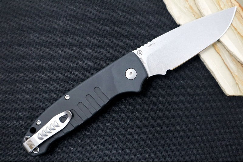 Hogue Knives Ballista - Matte Black Aluminum Handle / 154CM Drop Point Blade / Tumbled Finish 64136 - Northwest Knives