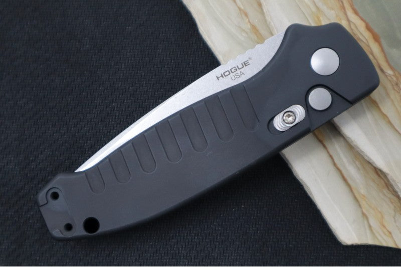 Hogue Knives Ballista - Matte Black Aluminum Handle / 154CM Drop Point Blade / Tumbled Finish 64136