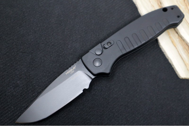 Hogue Knives Ballista - Matte Black Aluminum Handle / 154CM Drop Point Blade / Black Finish 64130