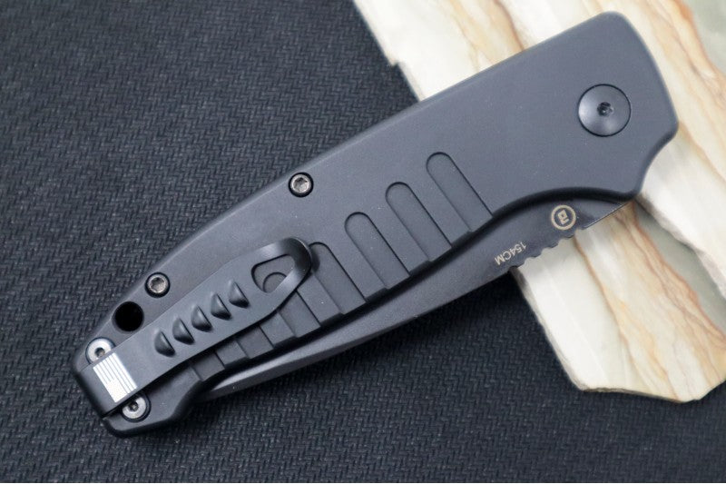 Hogue Knives Ballista - Matte Black Aluminum Handle / 154CM Drop Point Blade / Black Finish 64130