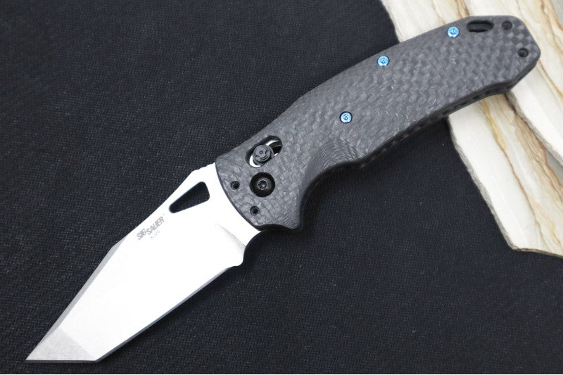 Hogue Knives SIG K320 Collector Series Folder - Black Carbon Fiber Handle / Tumbled Finished Tanto Blade 36390-LIM - Northwest Knives