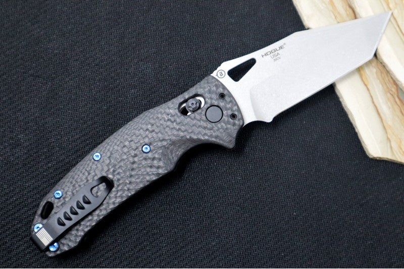 Hogue Knives SIG K320 Collector Series Folder - Black Carbon Fiber Handle / Tumbled Finished Tanto Blade 36390-LIM