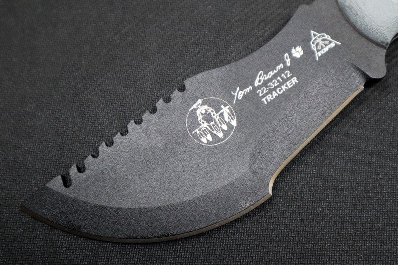 Tops Tom Brown Tracker #1 - 1095 Steel / Black Canvas Micarta Handle / Black Kydex Sheath TBT-010