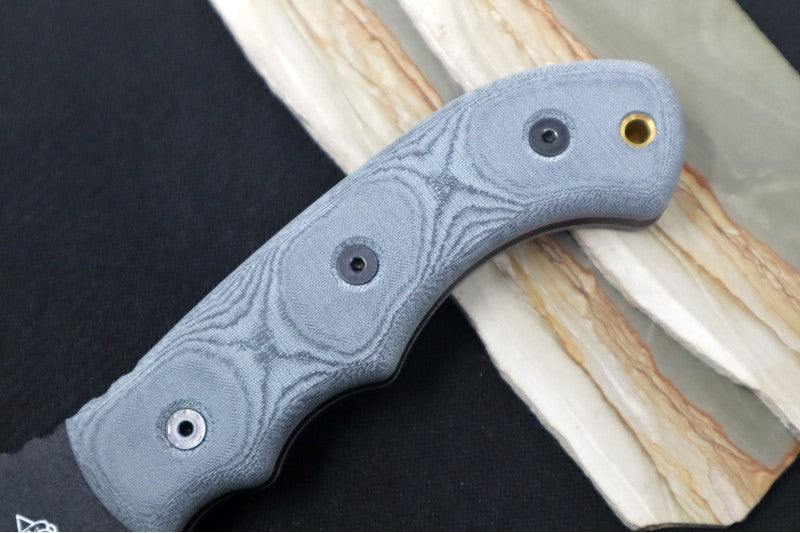 Tops Tom Brown Tracker #1 - 1095 Steel / Black Canvas Micarta Handle / Black Kydex Sheath TBT-010