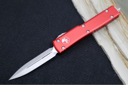 Microtech UTX-70 OTF - Red Handle / Stonewash Finish / Dagger Blade - 147-10RD