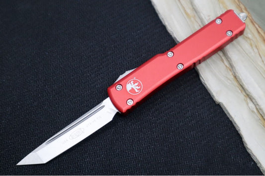 Microtech UTX-70 OTF - Red Handle / Stonewash Finish / Tanto Blade - 149-10RD