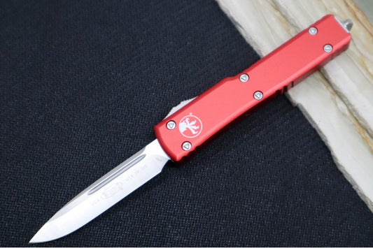 Microtech UTX-70 OTF - Red Handle / Satin Finish / Single Edge Blade - 148-4RD