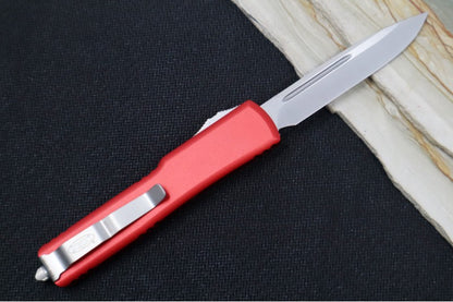 Microtech UTX-70 OTF - Red Handle / Satin Finish / Single Edge Blade - 148-4RD