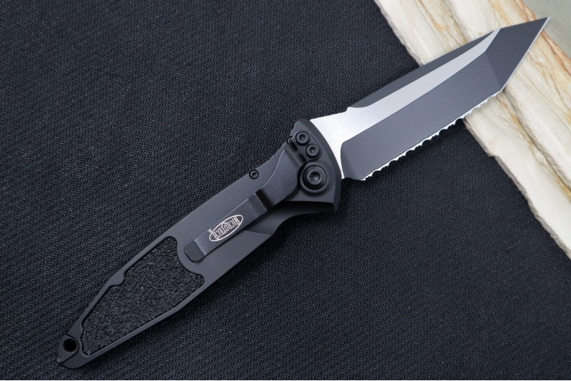 Microtech SOCOM Elite Auto Tactical - Full Serrated Tanto Black Blade / Black Chassis 161A-3T