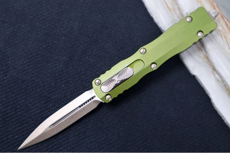 Microtech Dirac OTF - Double Edge / Bronzed Blade & Hardware / OD Green Aluminum Handle 225-13OD