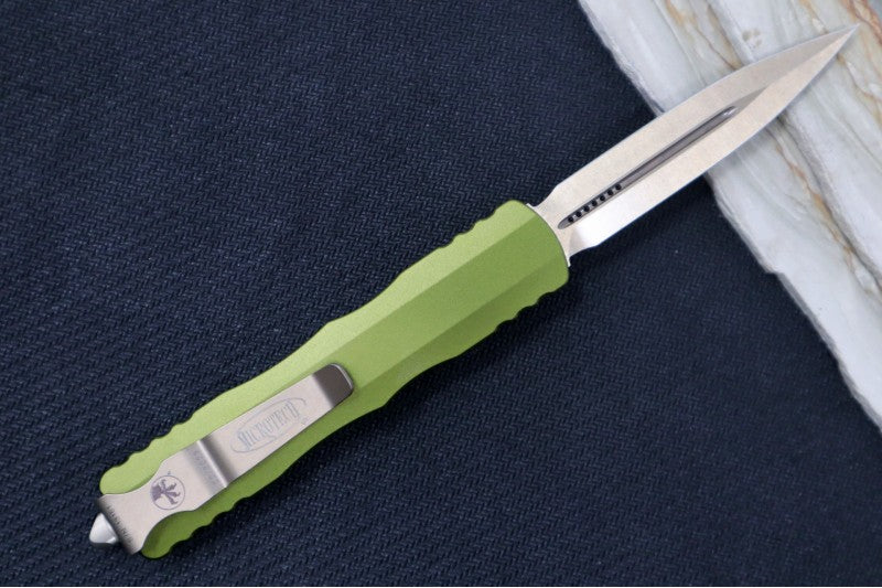 Microtech Dirac OTF - Double Edge / Bronzed Blade & Hardware / OD Green Aluminum Handle 225-13OD