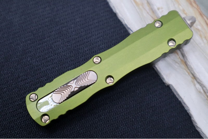 Microtech Dirac OTF - Double Edge / Bronzed Blade & Hardware / OD Green Aluminum Handle 225-13OD