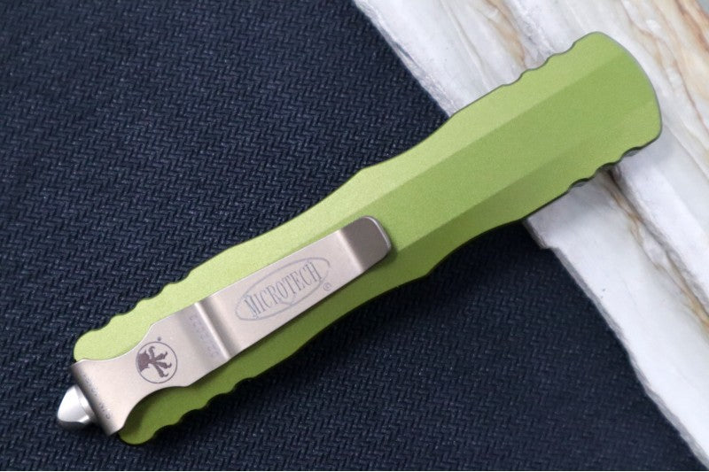 Microtech Dirac OTF - Double Edge / Bronzed Blade & Hardware / OD Green Aluminum Handle 225-13OD