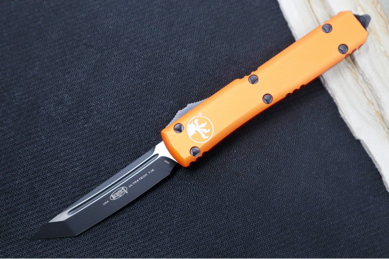 Microtech Ultratech OTF - Tanto Blade / Black Finish / Orange Aluminum Handle 123-1OR