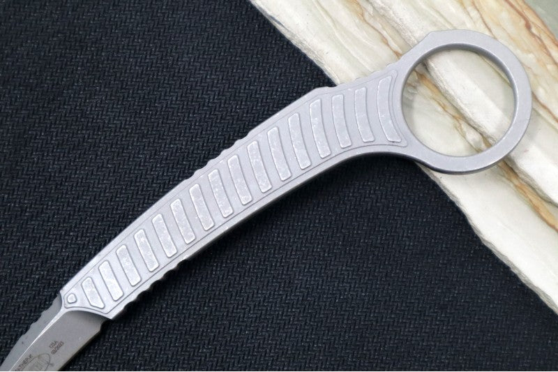 Microtech Feather Signature Series - Single Hawkbill Edge / Apocalyptic Finish / D2 Tool Steel Handle 215-10APS