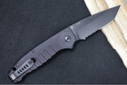 Hogue Knives Ballista - Matte Black Aluminum Handle / 154CM Tanto Serrated Blade / Black Finish 64120 - Northwest Knives
