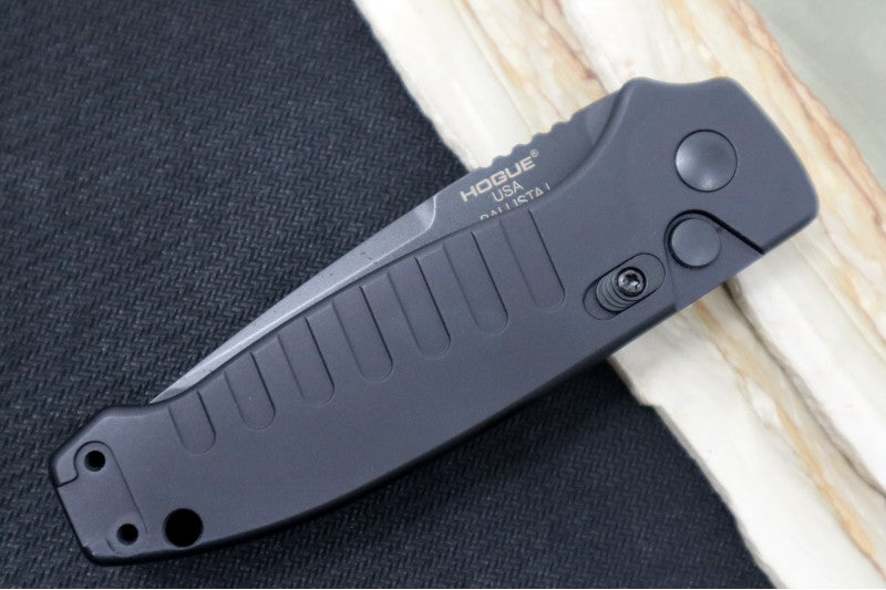 Hogue Knives Ballista - Matte Black Aluminum Handle / 154CM Tanto Serrated Blade / Black Finish 64120 - Northwest Knives