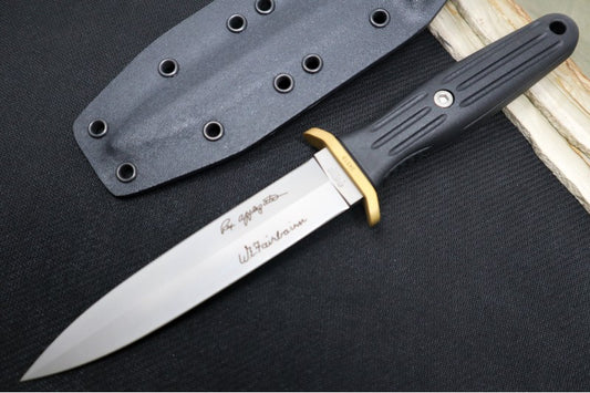 Boker Applegate-Fairbairn Combat II Fixed Blade - 440C Steel / Dagger Blade / Black Synthetic Handle Scales 120543AF
