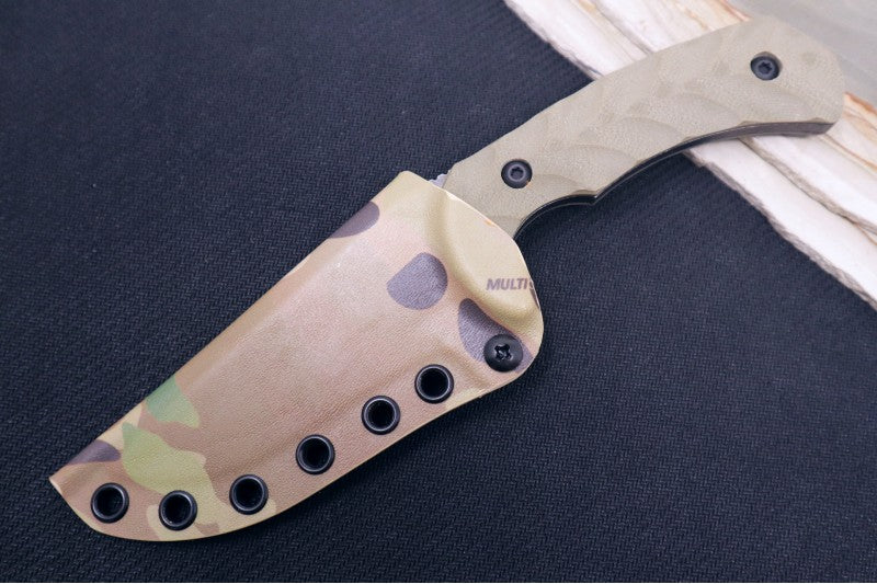 Toor Knives Mullet - Blackwashed Finished Blade / CPM-154CM Steel / Covert Green G-10 Handle / Kydex Sheath