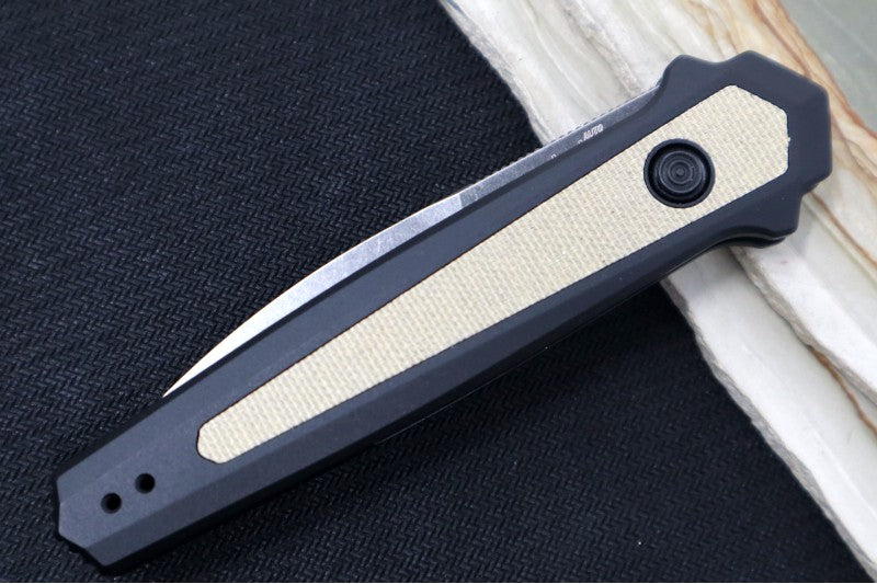 Kershaw Launch 15 Auto - Bayonet Style / Blackwash Blade / CPM-Magnacut / Black Aluminum Handle with Natural Micarta - Northwest Knives