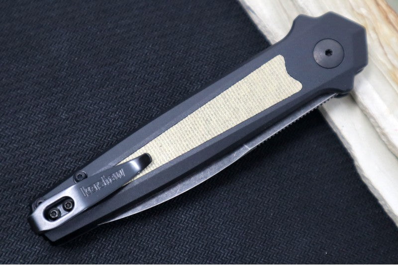 Kershaw Launch 15 Auto - Bayonet Style / Blackwash Blade / CPM-Magnacut / Black Aluminum Handle with Natural Micarta - Northwest Knives