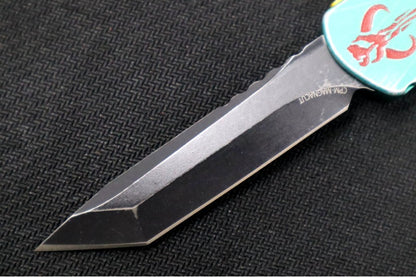 Heretic Knives Manticore E OTF Bounty Hunter - Black DLC Finish / Tanto Blade / Aluminum & Camo Carbon Fiber Handle H027-8A-BOUNTY