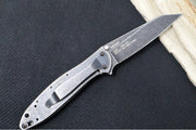 Kershaw 1660RBW Random Leek Flipper - Blackwash Stainless Steel Handle / 14C28N Steel / Reverse Tanto Blade - Northwest Knives