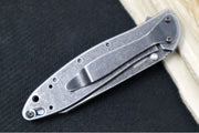Kershaw 1660RBW Random Leek Flipper - Blackwash Stainless Steel Handle / 14C28N Steel / Reverse Tanto Blade - Northwest Knives