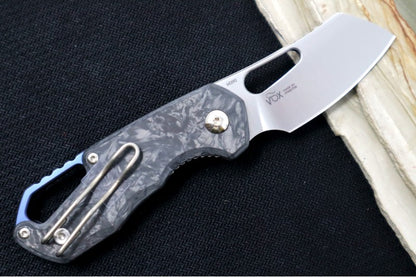 Maniago Knife Makers Isonzo - Stonewashed Cleaver Blade / M390 Steel / Black Carbon Fiber Handle MK-FX03M-2CM