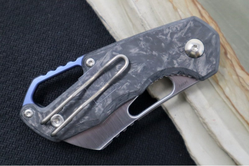 Maniago Knife Makers Isonzo - Stonewashed Cleaver Blade / M390 Steel / Black Carbon Fiber Handle MK-FX03M-2CM