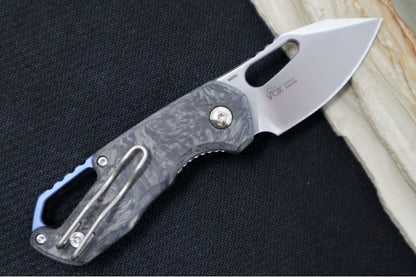 Maniago Knife Makers Isonzo - Stonewashed Clip Point Blade / M390 Steel / Black Carbon Fiber Handle MK-FX03M-3CM