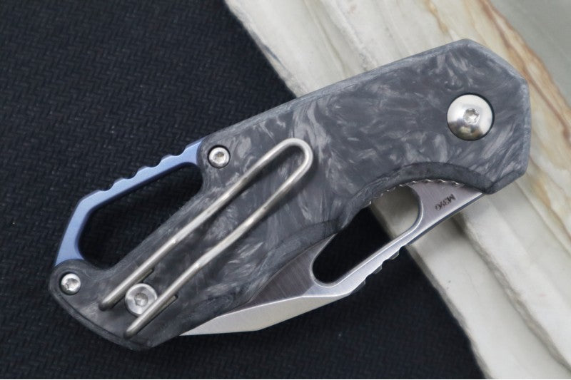 Maniago Knife Makers Isonzo - Stonewashed Clip Point Blade / M390 Steel / Black Carbon Fiber Handle MK-FX03M-3CM