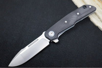 Maniago Knife Makers Clap - Satin Drop Point Blade / M390 Steel / Black G-10 Handle Scales