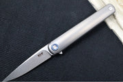 Maniago Knife Makers Flame - Stonewash Drop Point Blade / M390 Steel / Sandblasted Titanium Handle MK-FL01-TSW - Northwest Knives