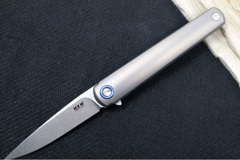 Maniago Knife Makers Flame - Stonewash Drop Point Blade / M390 Steel / Sandblasted Titanium Handle MK-FL01-TSW - Northwest Knives