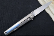 Maniago Knife Makers Flame - Stonewash Drop Point Blade / M390 Steel / Sandblasted Titanium Handle MK-FL01-TSW - Northwest Knives