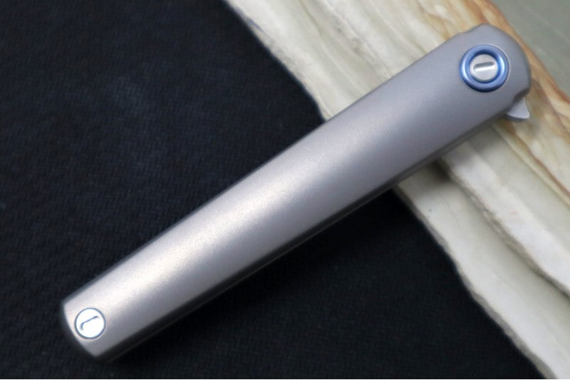 Maniago Knife Makers Flame - Stonewash Drop Point Blade / M390 Steel / Sandblasted Titanium Handle MK-FL01-TSW - Northwest Knives
