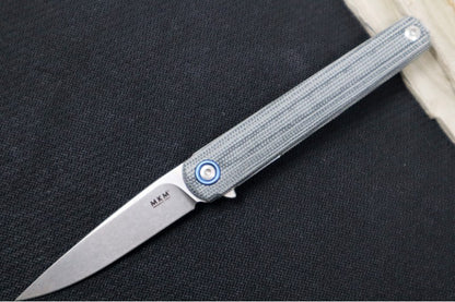 Maniago Knife Makers Flame Light - Stonewash Drop Point Blade / M390 Steel / Black Canvas Micarta Handle MK-FL01L-BC