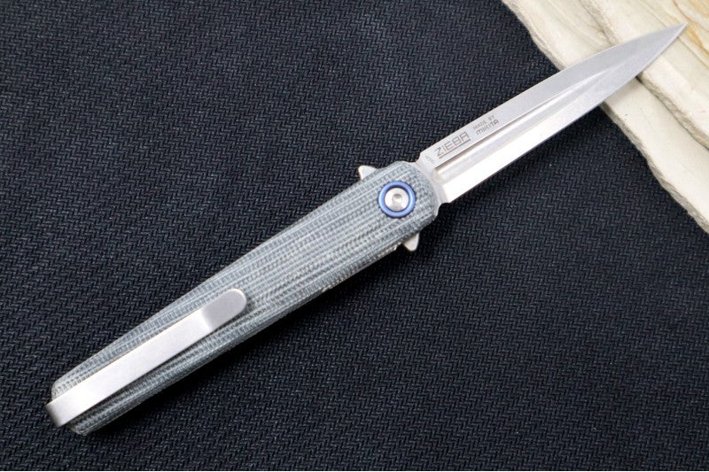 Maniago Knife Makers Flame Light - Stonewash Dagger Blade / M390 Steel / Black Canvas Micarta Handle MK-FL02L-BC