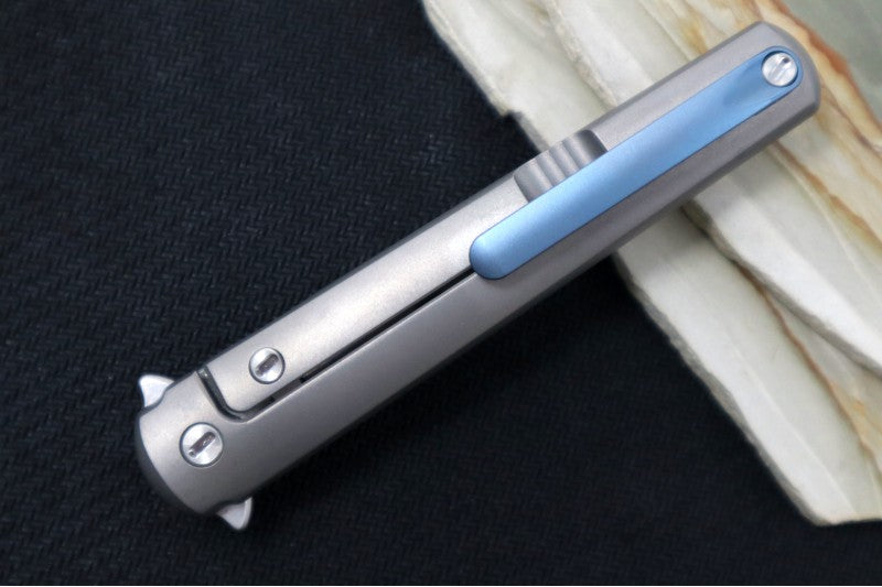 Maniago Knife Makers Flame - Stonewash Dagger Blade / M390 Steel / Sandblasted Titanium Handle MK-FL02-TSW
