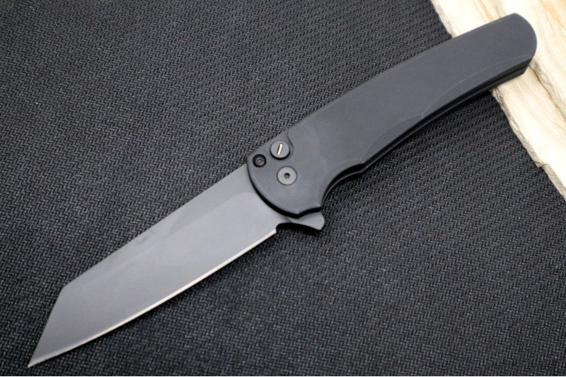 Pro Tech Malibu Flipper Operator - 20CV Steel / Reverse Tanto in Black DLC Finsh / Black Aluminum Handle / Tritium Inlay Button 5203-OPERATOR