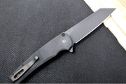 Pro Tech Malibu Flipper Operator - 20CV Steel / Reverse Tanto in Black DLC Finsh / Black Aluminum Handle / Tritium Inlay Button 5203-OPERATOR - Northwest Knives