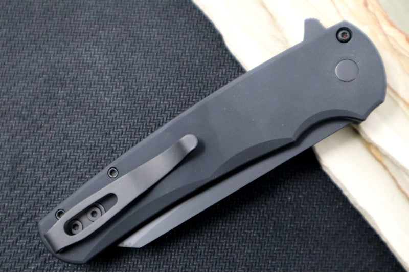 Pro Tech Malibu Flipper Operator - 20CV Steel / Reverse Tanto in Black DLC Finsh / Black Aluminum Handle / Tritium Inlay Button 5203-OPERATOR - Northwest Knives